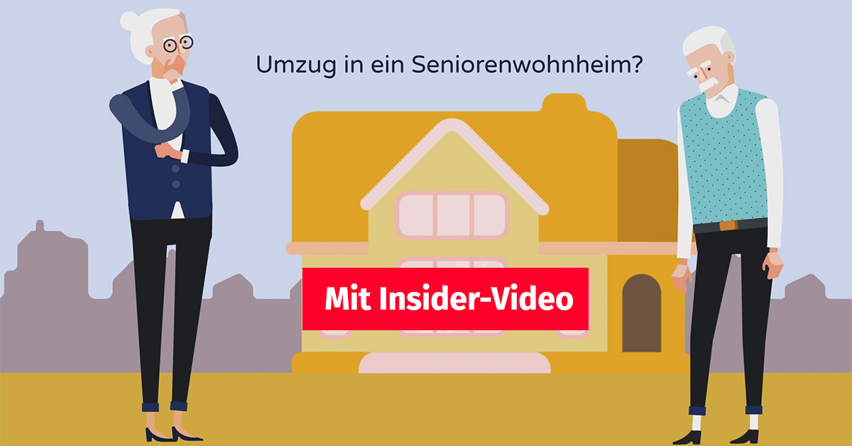 Alter Mann und alte Frau stehen vor Haus und überlegen über Umzug ins Seniorenheimsein Erbe | Umzug ins Seniorenheim