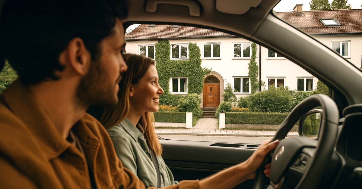 zwei Verwandte, eine Frau und ein Mann in einem Auto