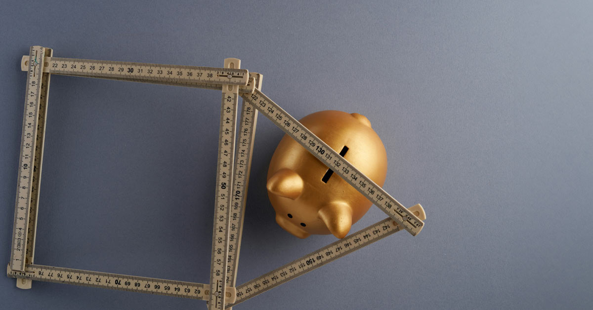 Vollfinanzieurng, Sparschwein und Maßband, Zollstock